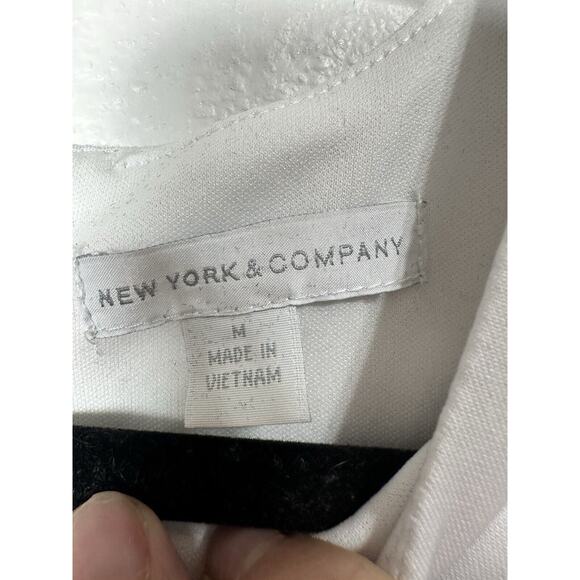 New York & Company Women's White Floral Fit & Flare Dress Zipper Stretch Medium - Picture 4 of 5